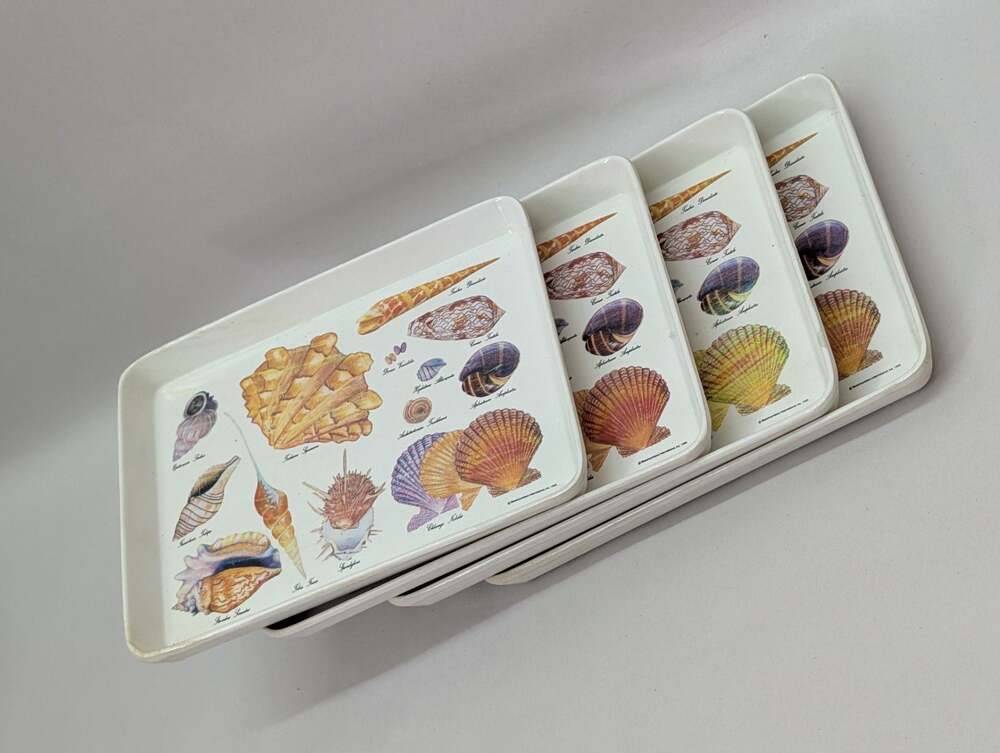 Vintage Seashell Melamine Mini Trays Set of 4